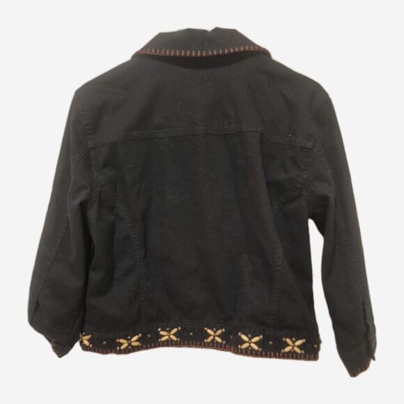 Ruby Road Bead Embellished Short Black Jacket Embroidered Women Size 12 - Picture 3 of 9